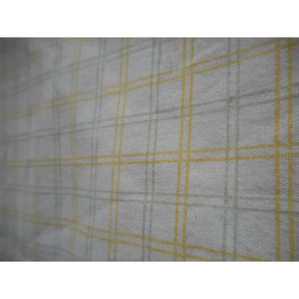 Martha Stewart Yellow Green checked Full Double Flat Sheet USA made cotton blend